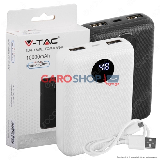 Immagine di V-TAC VT-3501 POWER BANK PORTATILE 10000 MAH 2 USCITE USB 2,1A