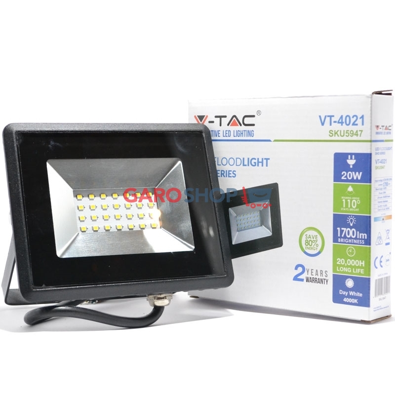 Faro LED V-TAC 20/30/50/100W Esterno IP65 Bianco/Nero - Luce Calda/Naturale/Fredda